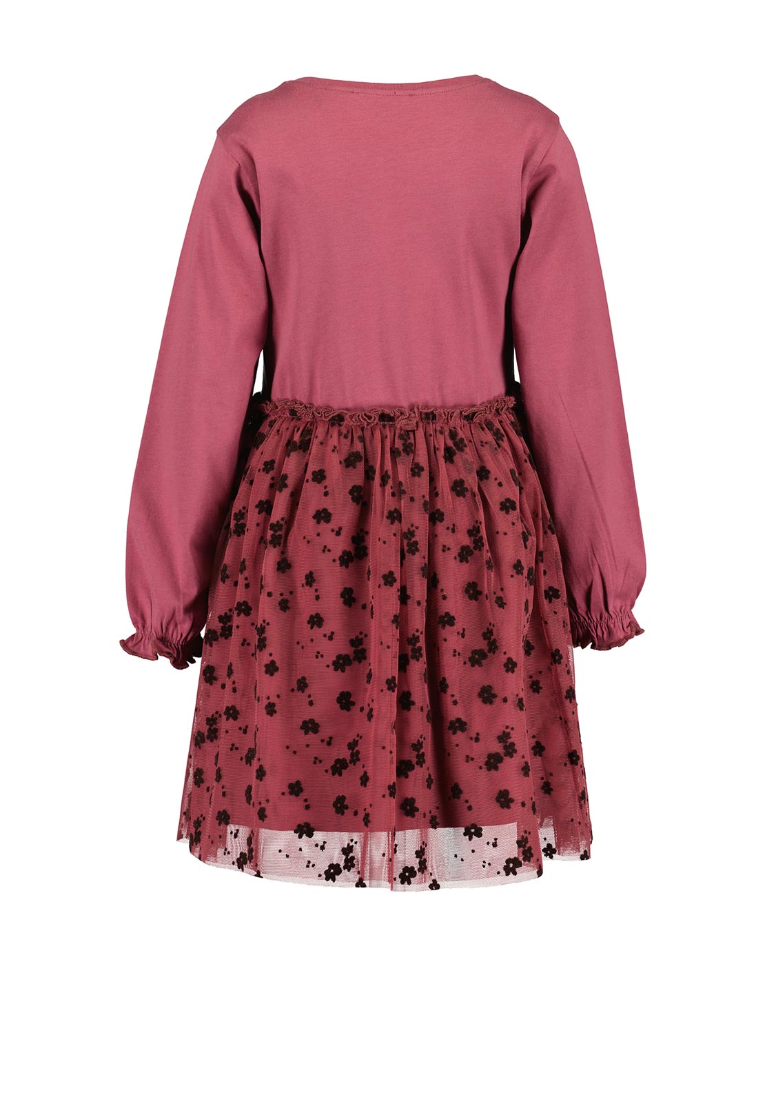 Blue Seven Mini Girl Floral Long Sleeve Tulle Dress, Wine