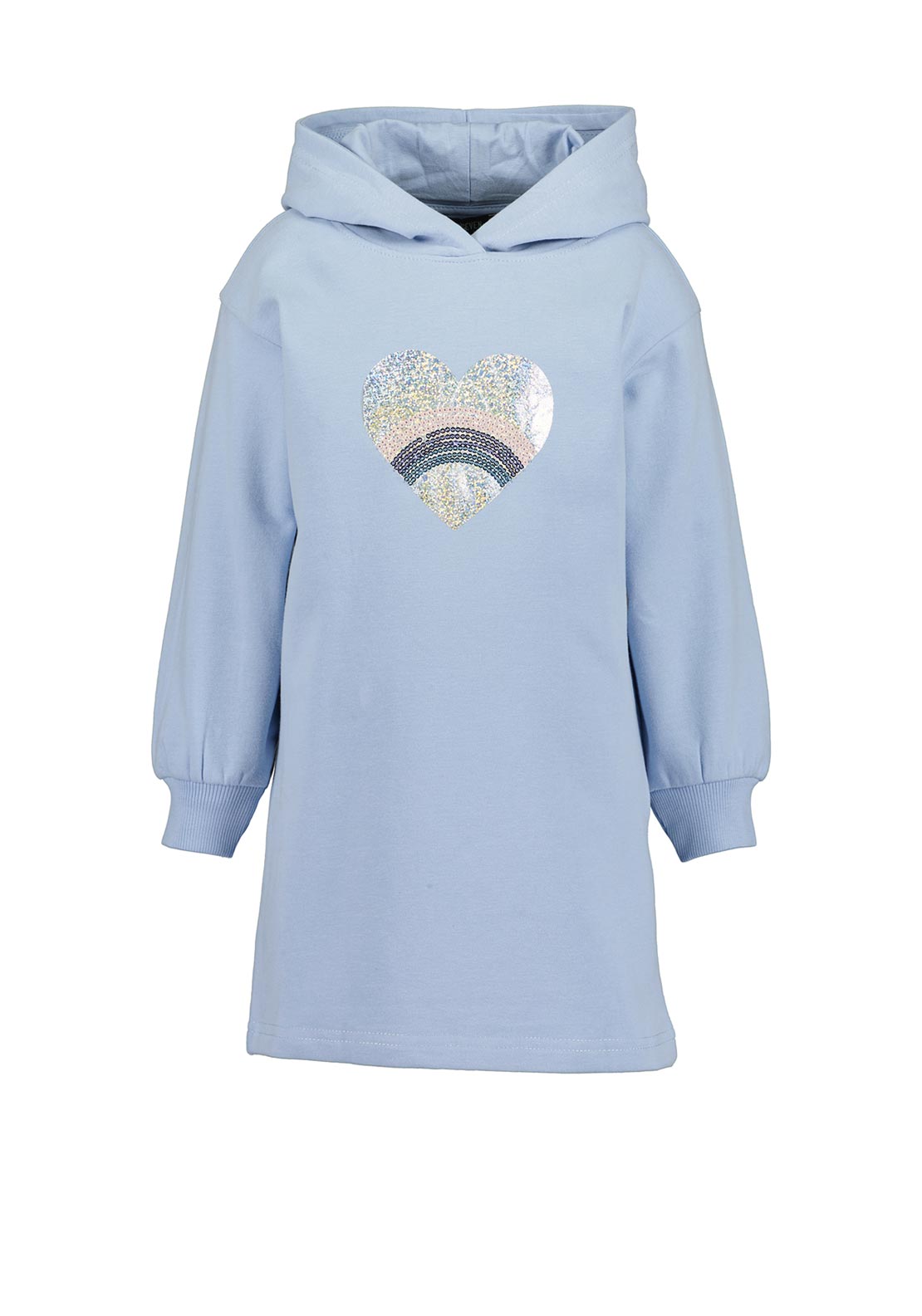 Blue Seven Mini Girl Heart Hooded Sweater Dress, Blue