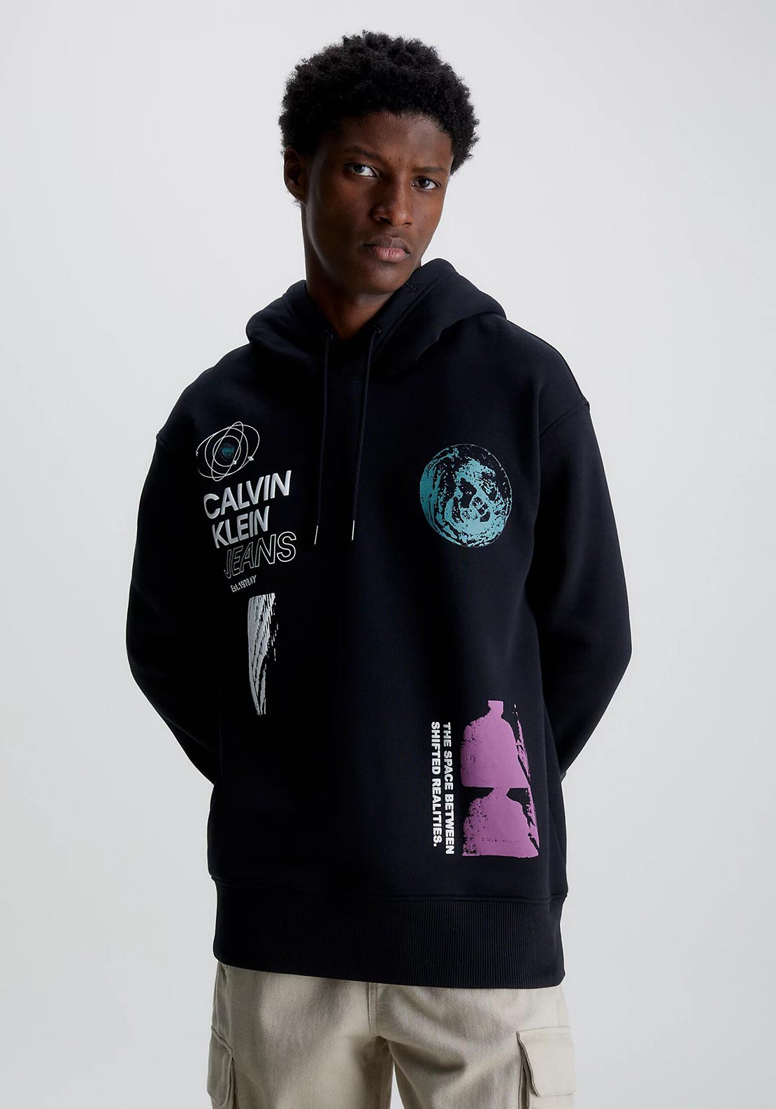 Calvin Klein Jeans Graphic Print Hoodie, CK Black - McElhinneys