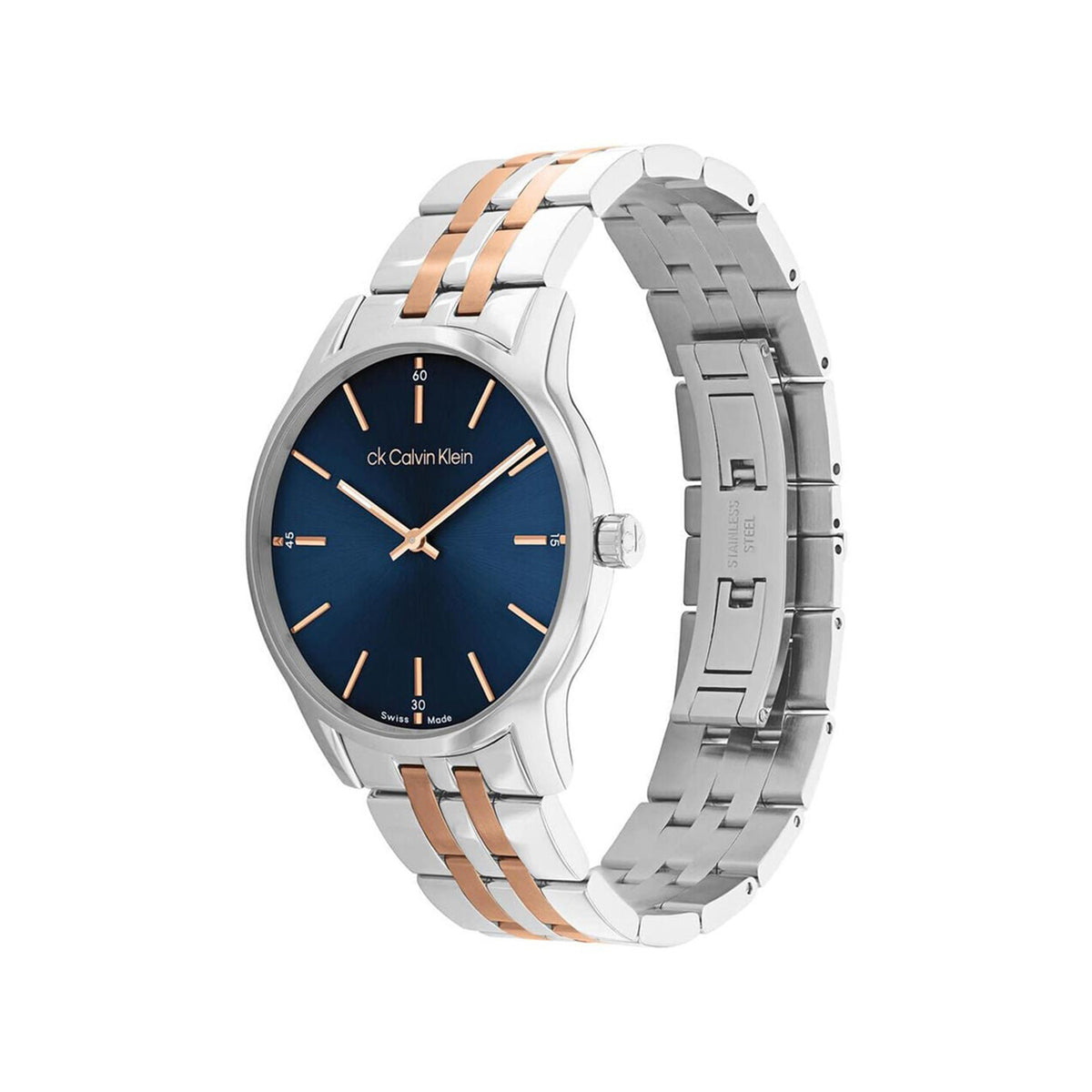 Calvin Klein Men's Timeless Dressed Two-Tone Watch, Silver & Rose Gold