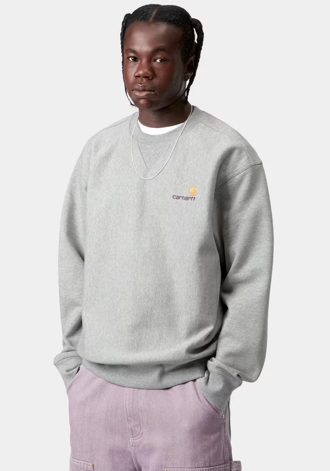 Carhartt WIP American Script Sweatshirt, Grey Heather