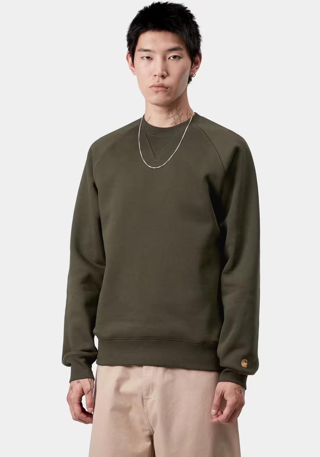 Carhartt WIP Chase Crew Neck Sweatshirt, Olive Green McElhinneys