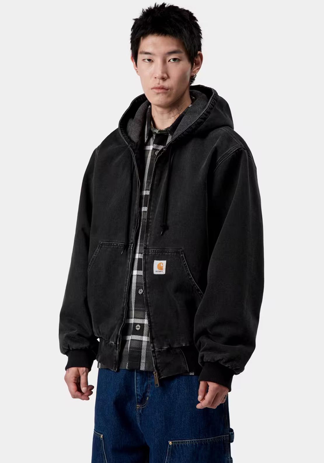 Carhartt WIP OG Active Winter Jacket, Black Stone Washed - McElhinneys