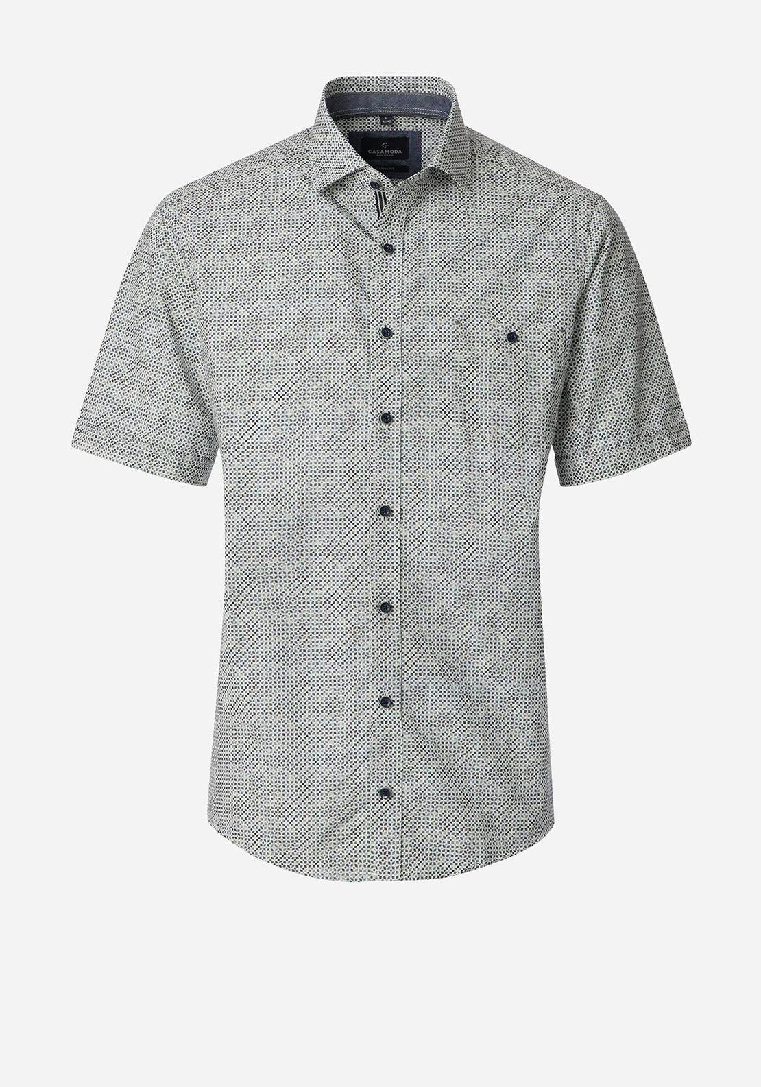 Casa Moda Geo Print Short Sleeve Shirt, Green