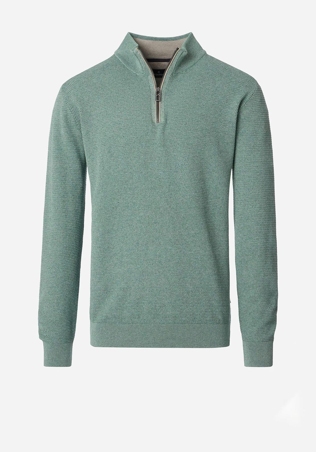 Casa Moda Textured Knit Quarter Zip Sweatshirt, Green