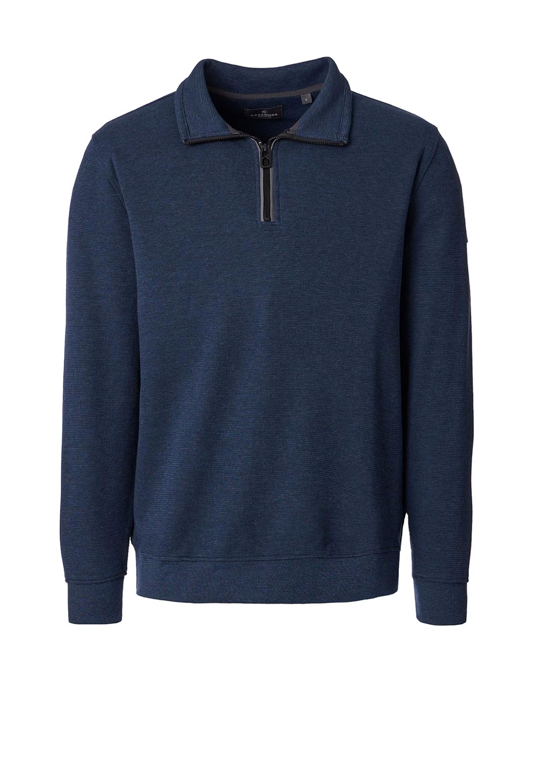 Casa Moda Textured Knit Quarter Zip Sweatshirt, Dark Blue