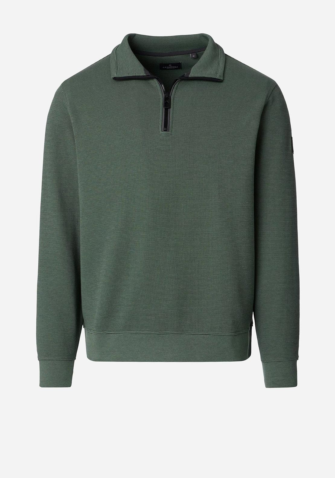 Casa Moda Textured Knit Quarter Zip Sweatshirt, Forest Green