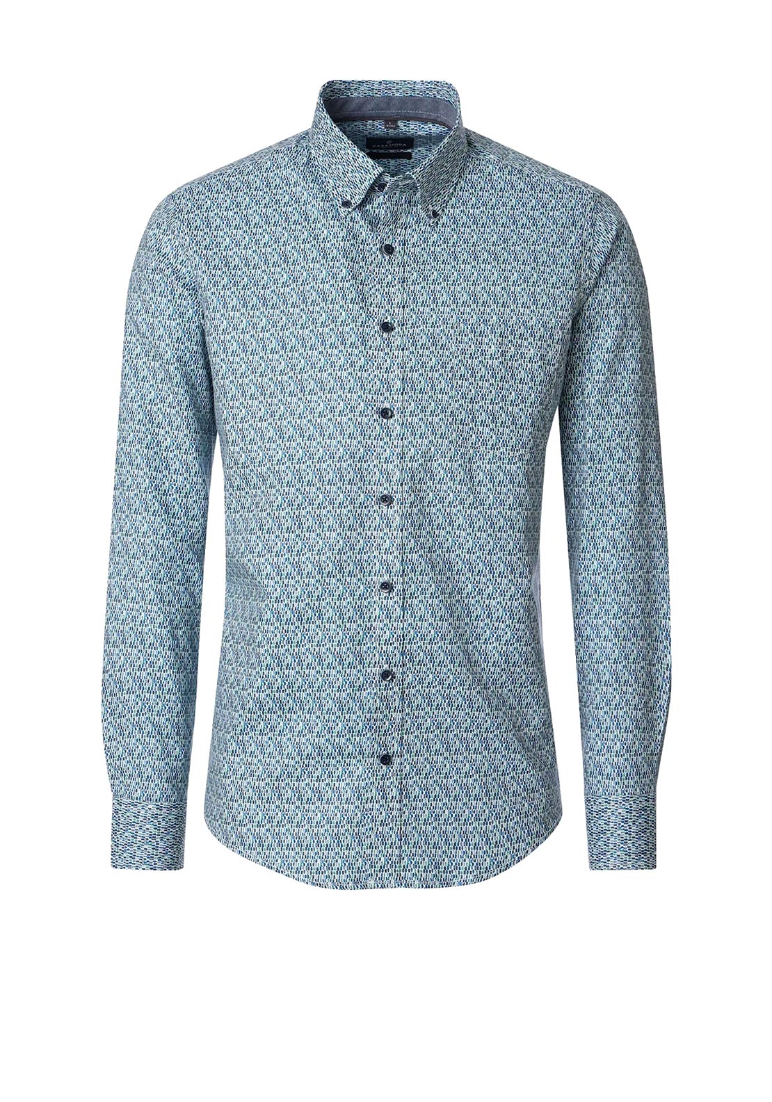 Casa Moda Twill Cotton Print Shirt, Blue Multi
