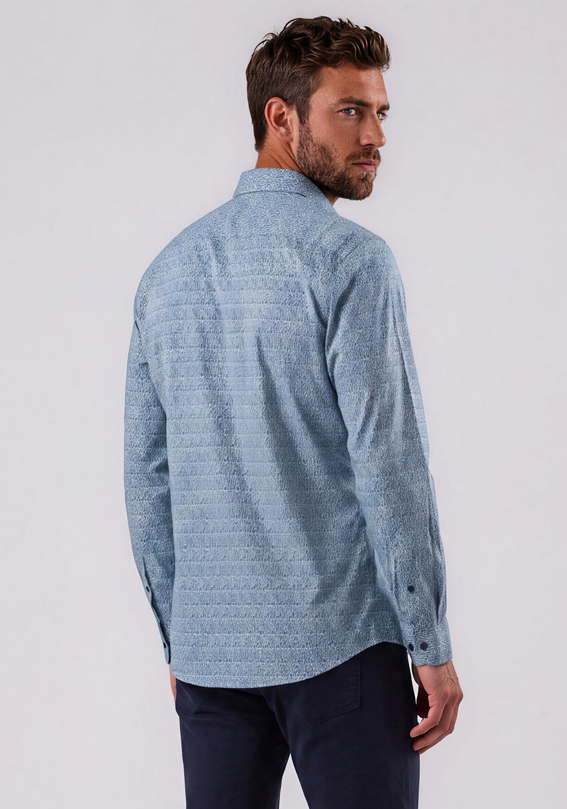 Casa Moda Twill Cotton Print Shirt, Blue Multi