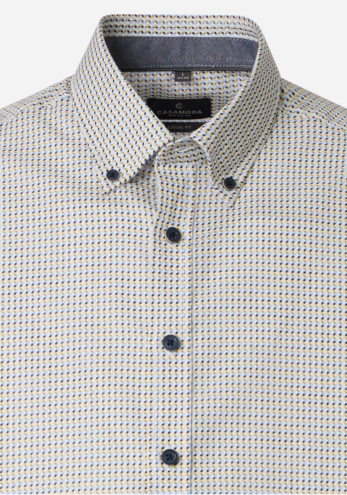 Casa Moda Woven Print Short Sleeve Shirt, Yellow Multi
