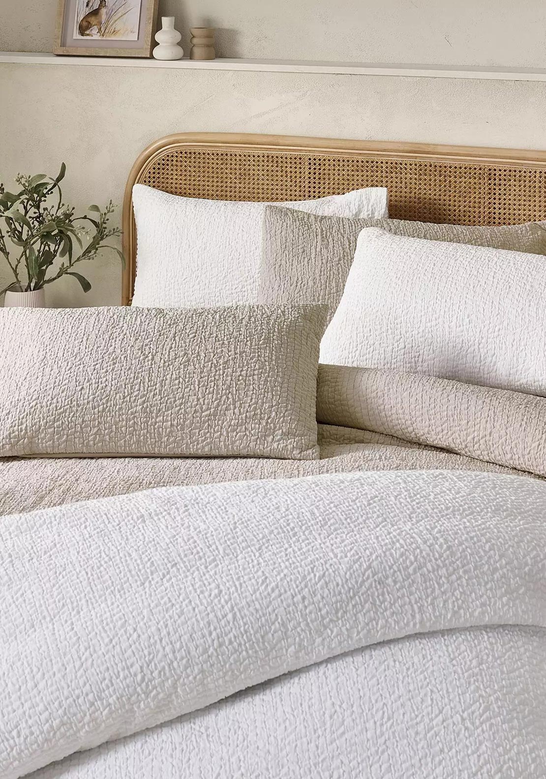 Catherine Lansfield Crinkle Texture Duvet Cover Set, White