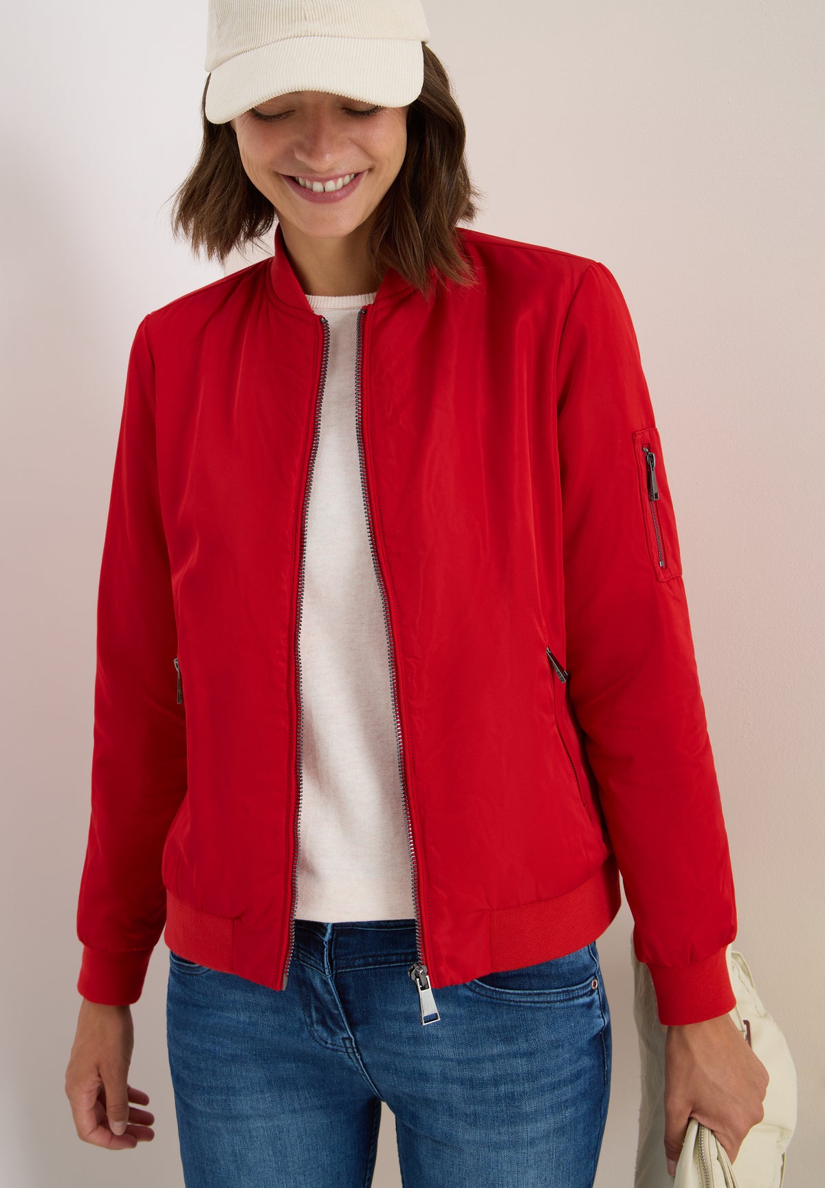 Cecil Nylon Bomber Jacket, Red