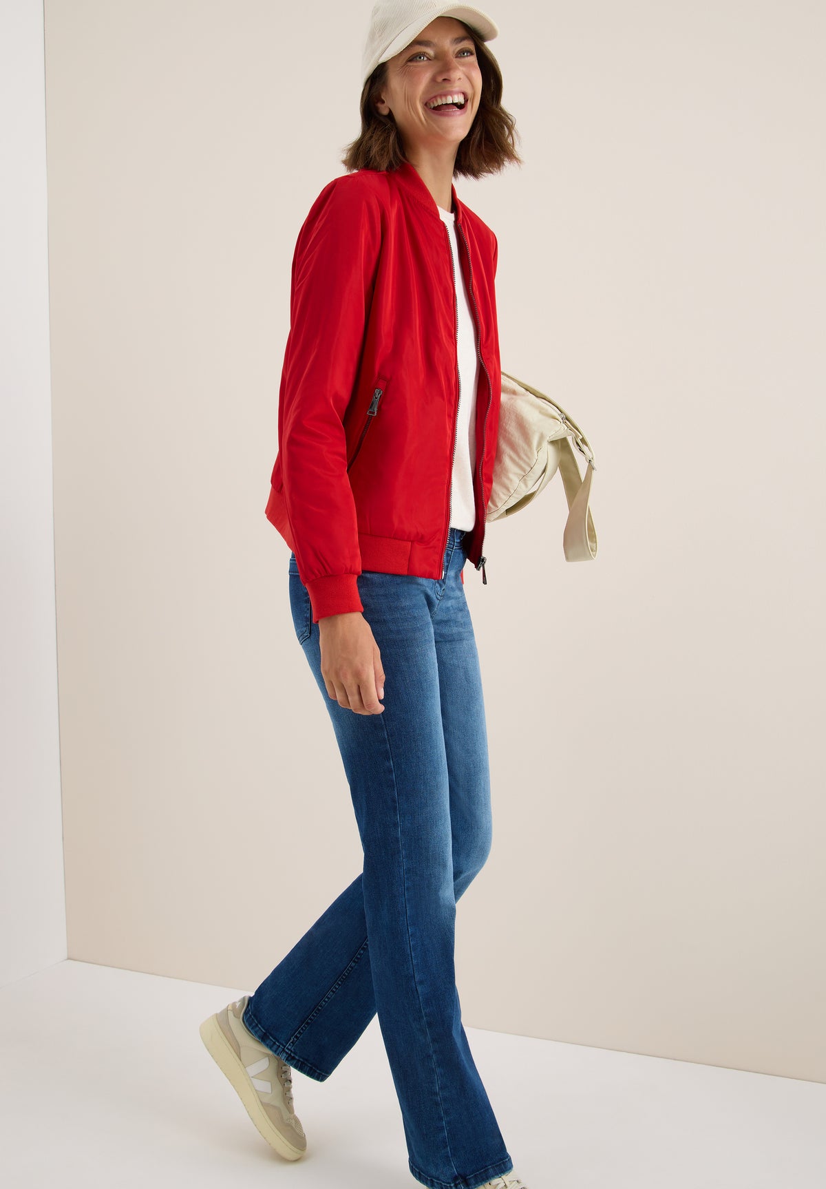 Cecil Nylon Bomber Jacket, Red