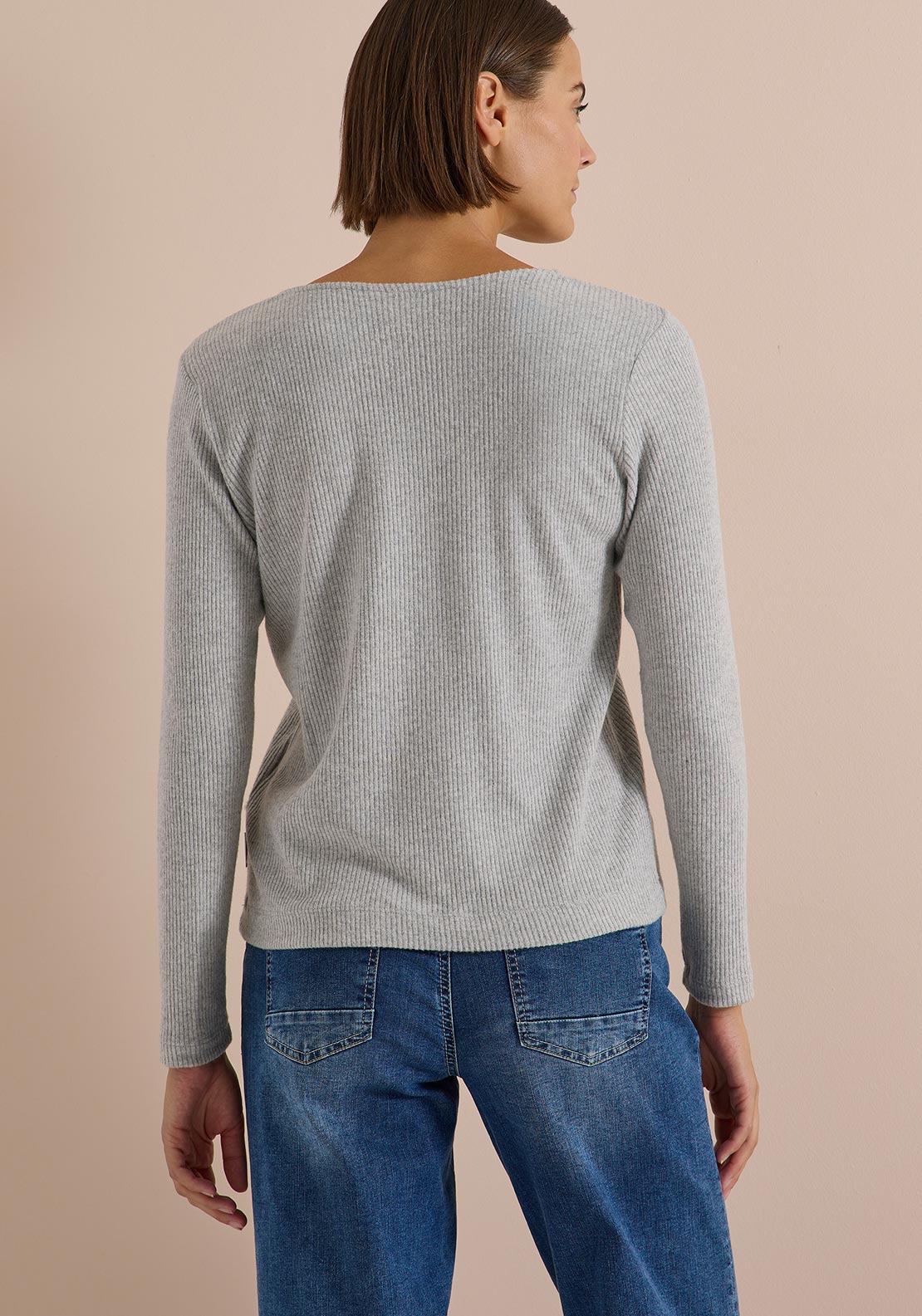Cecil Ribbed Long Sleeve Top, Grey
