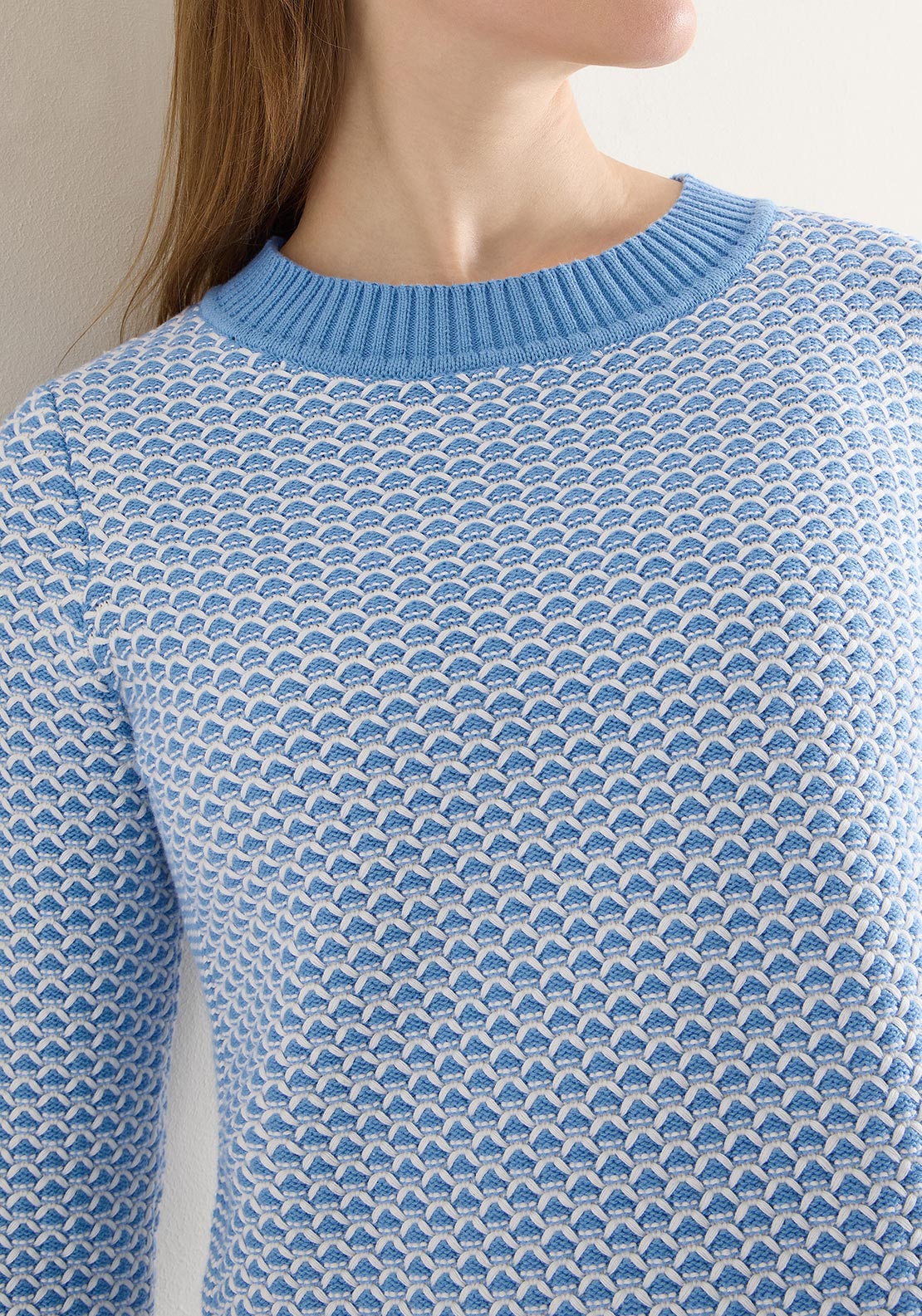 Cecil Geometric Pattern Sweater, Blue and White