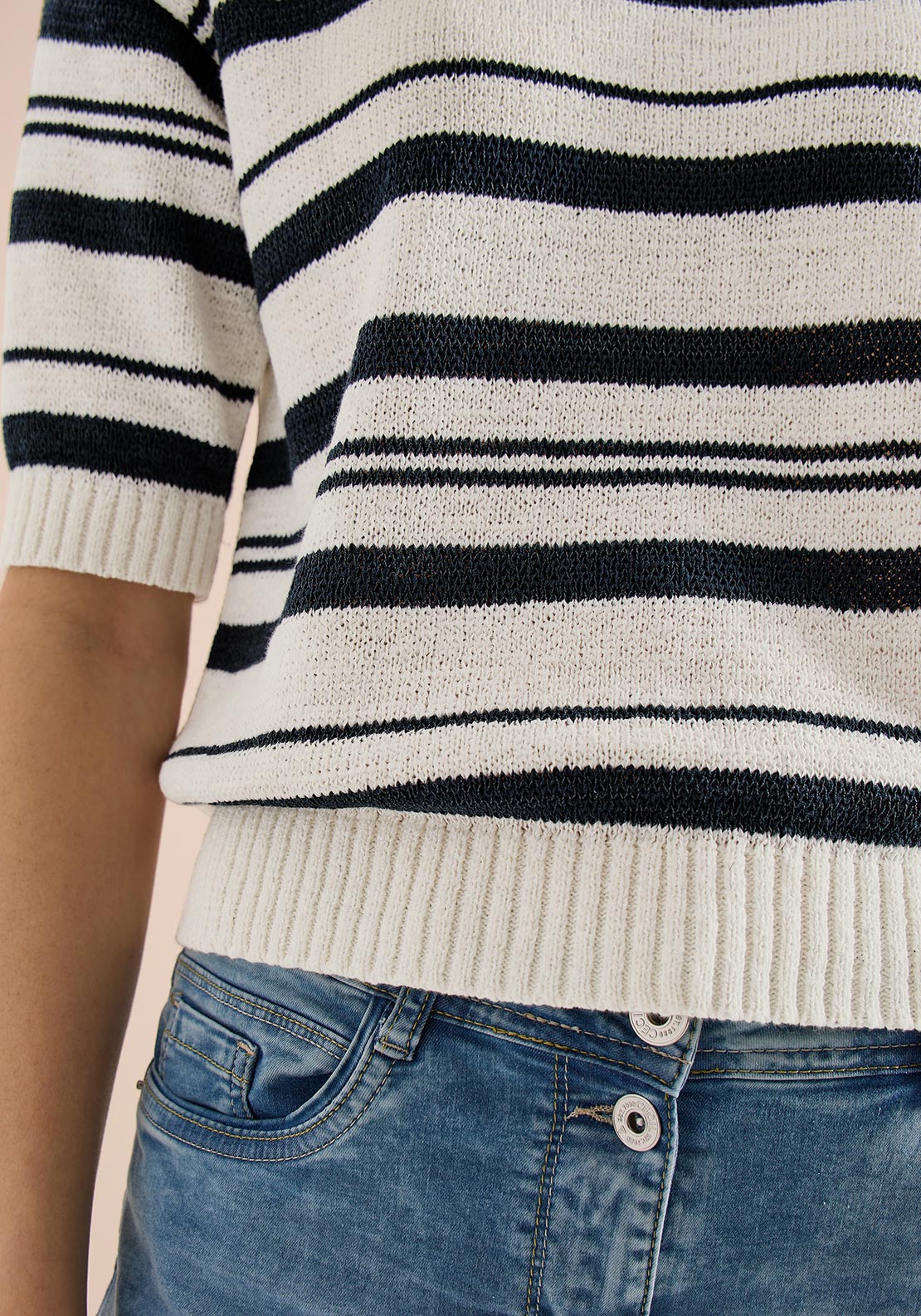 Cecil Knitted Stripe Sweater, Black and White