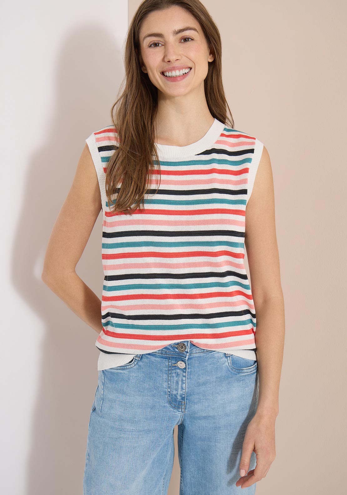 Cecil Sleeveless Knitted Vest Top, Multi Coloured