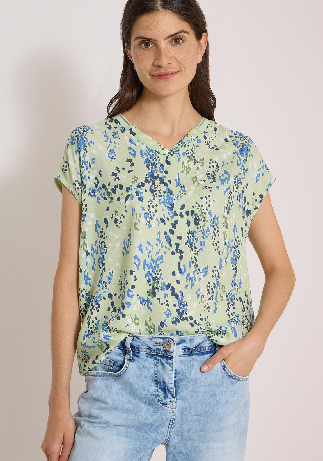 Cecil Abstract Animal Print T-Shirt, Green Multi
