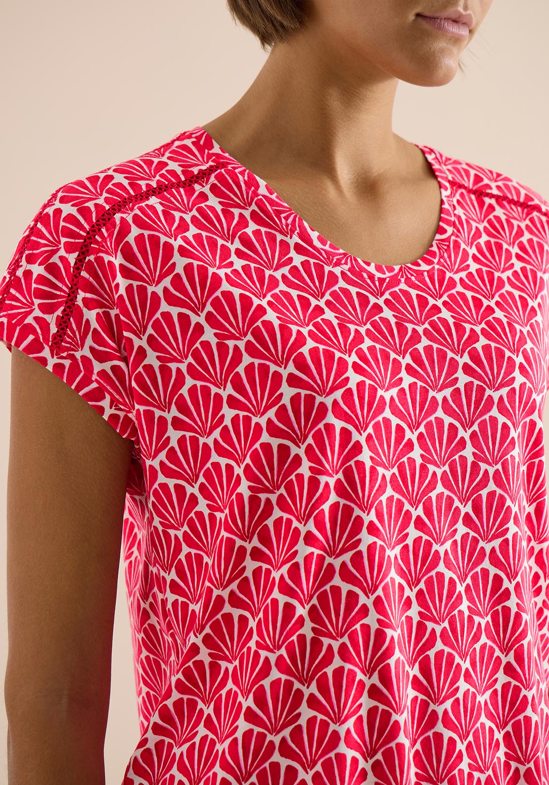 Cecil Flower Print T-Shirt, Red