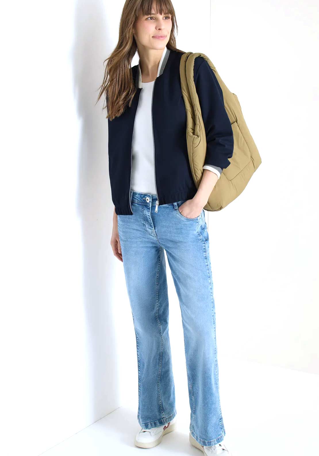 Cecil Jersey Zipped Sweatshirt, Navy