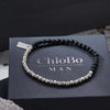 ChloBo Men’s Black Lava Principal Bracelet, Silver