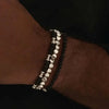 ChloBo Men's Black Lava Saucer Bracelet, Silver