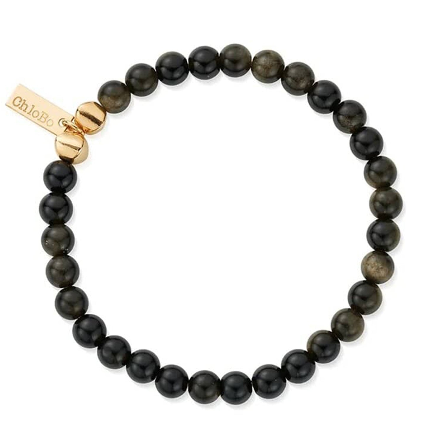 ChloBo Men's Golden Obsidian Silver Bracelet main image 0