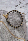 ChloBo Men's Golden Obsidian Slim Round Bracelet, Gold