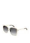 Chloé CH0077SK Ladies Retro Oversized Square Sunglasses, Gold & Grey