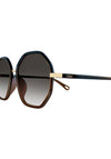 Chloé CH0133SA Ladies Soft Hexagonal Sunglasses, Brown & Grey