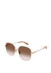 Chloé CH0139SA Ladies Retro Oversized Sunglasses, Brown & Rose Gold