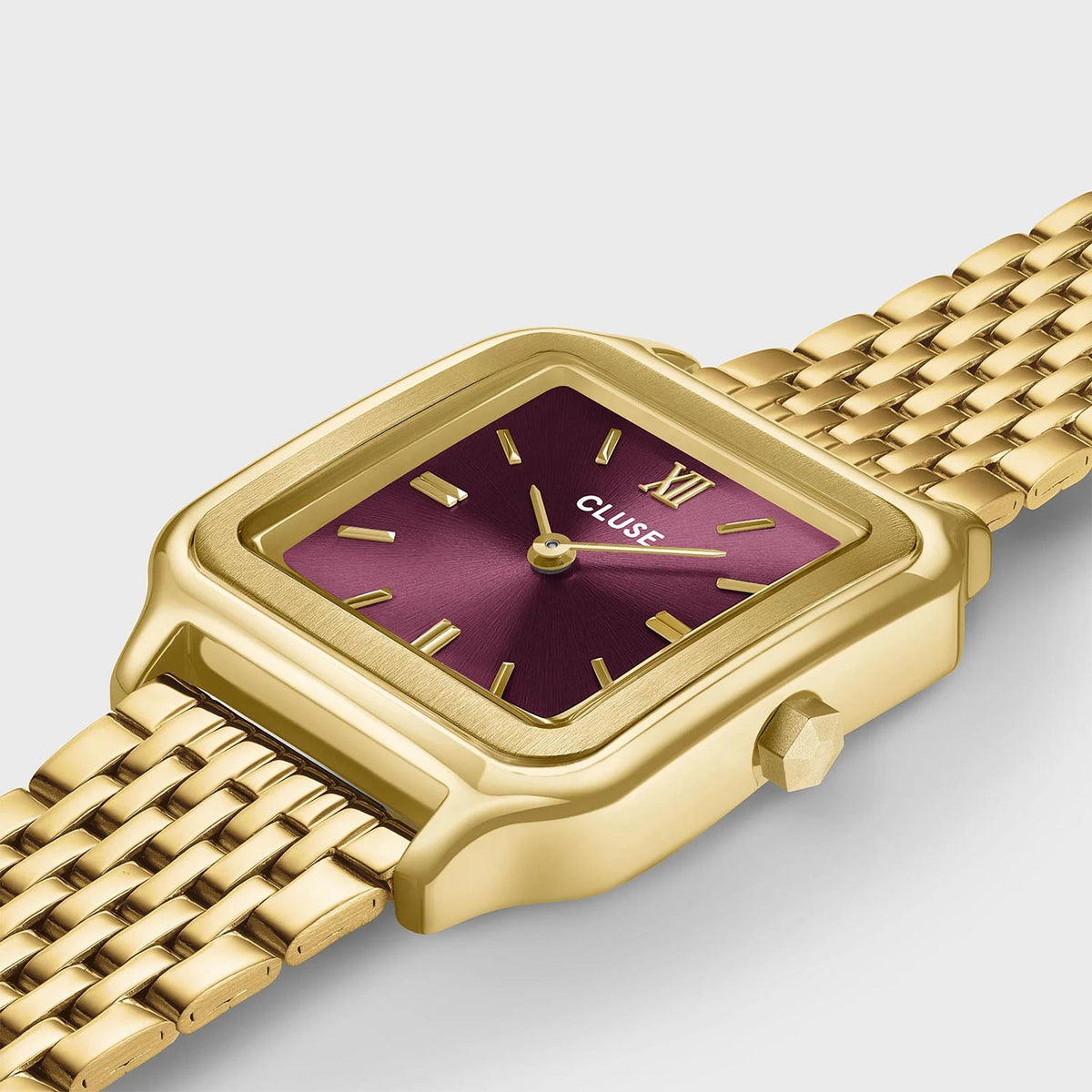 Cluse Gracieuse Double Strap Watch, Gold & Burgundy