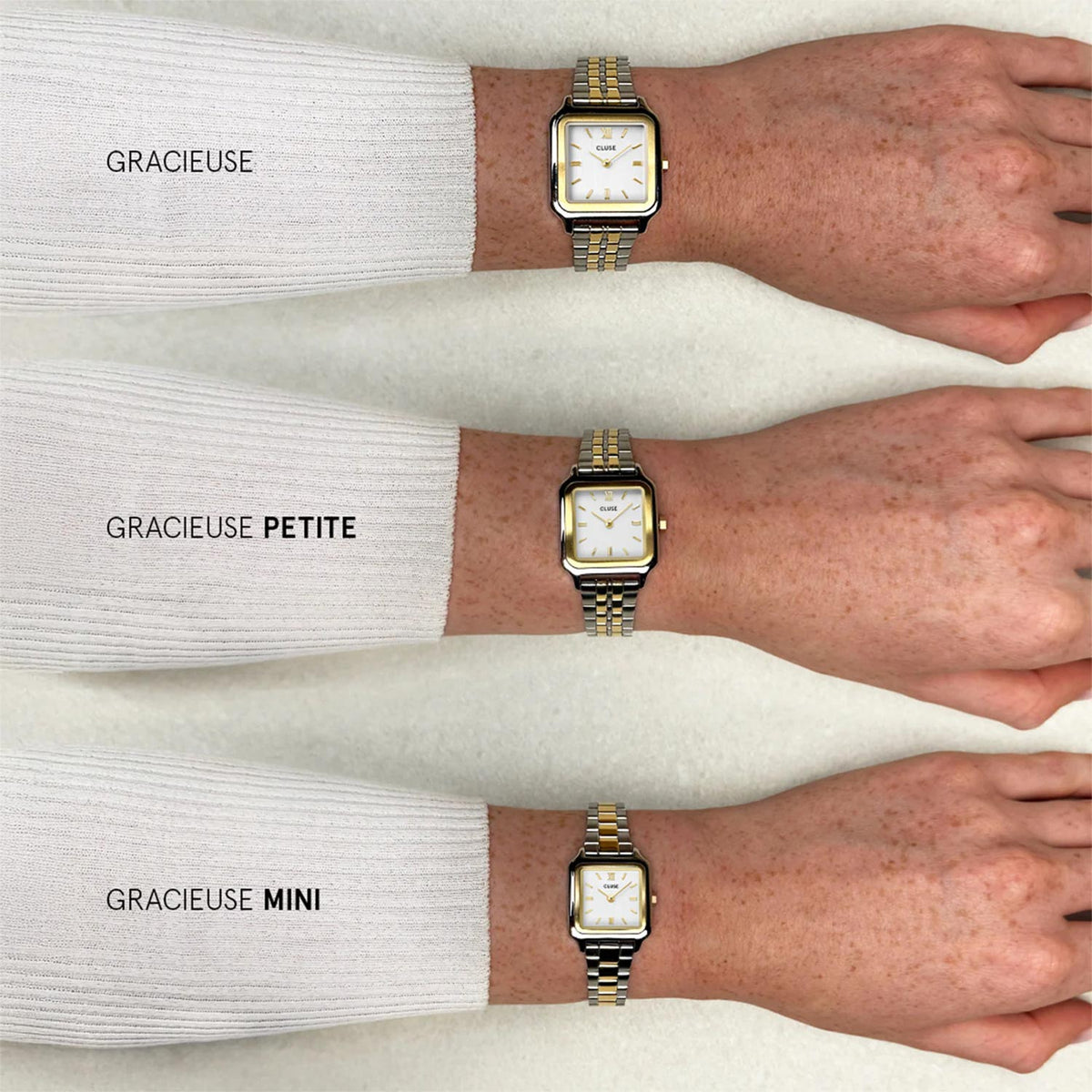 Cluse Gracieuse Double Strap Watch, Gold & Burgundy