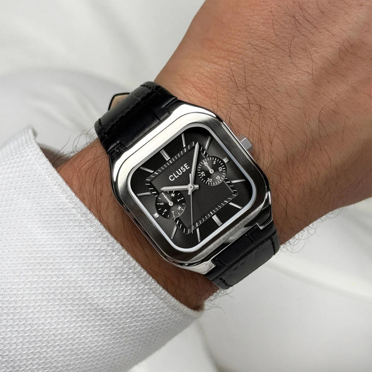 Cluse Men’s Quadrus Multifunction Watch, Silver & Black