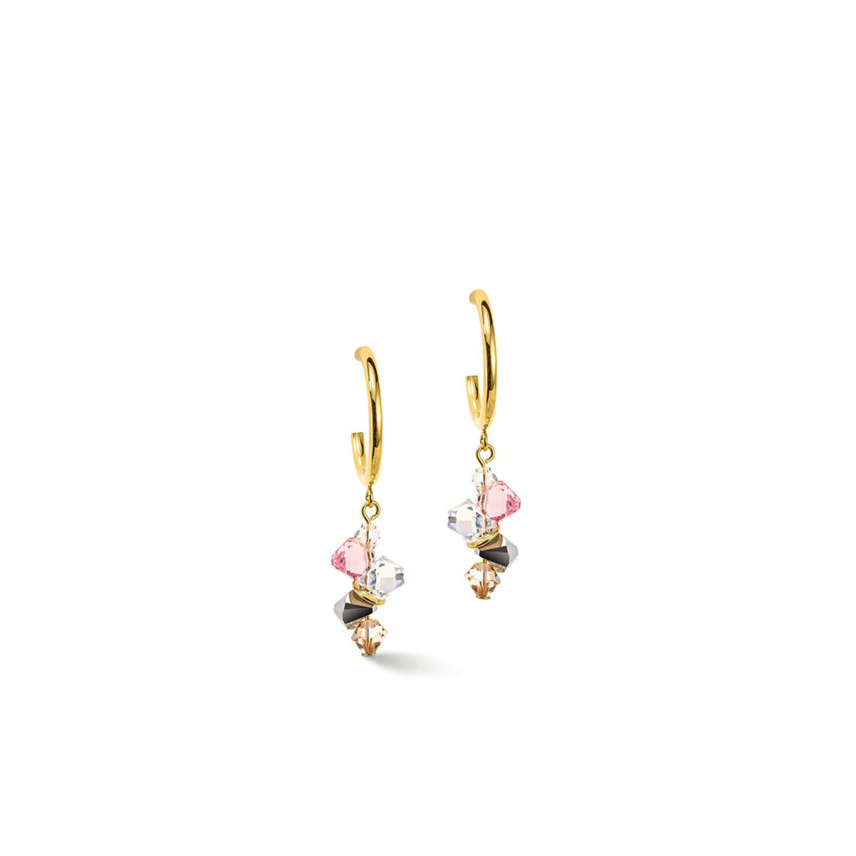 Coeur de Lion Dancing Crystals Earrings, Gold & Light Rose