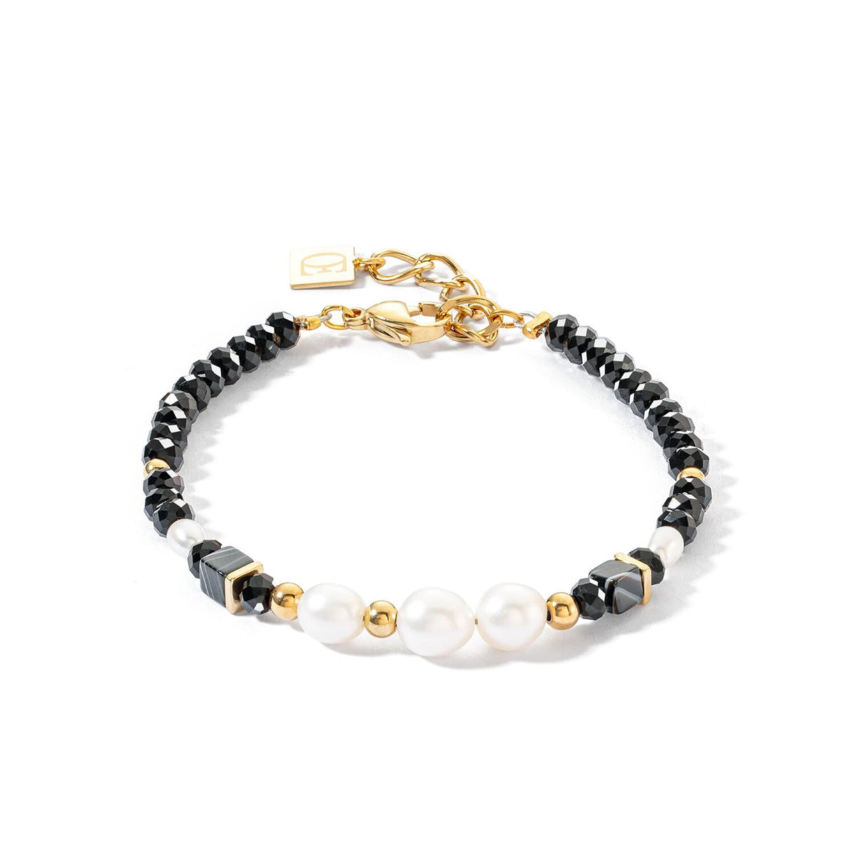 Coeur De Lion Pearls & Onyx Bracelet, Gold