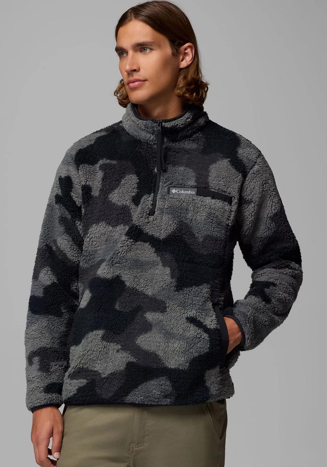 Columbia Rugged Ridge™ Sherpa Half Zip Fleece, Black Camo