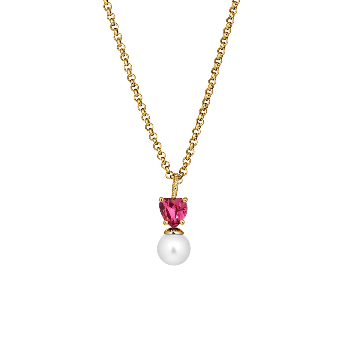 Dyrberg Kern Colume Pearl Necklace, Gold & Pink