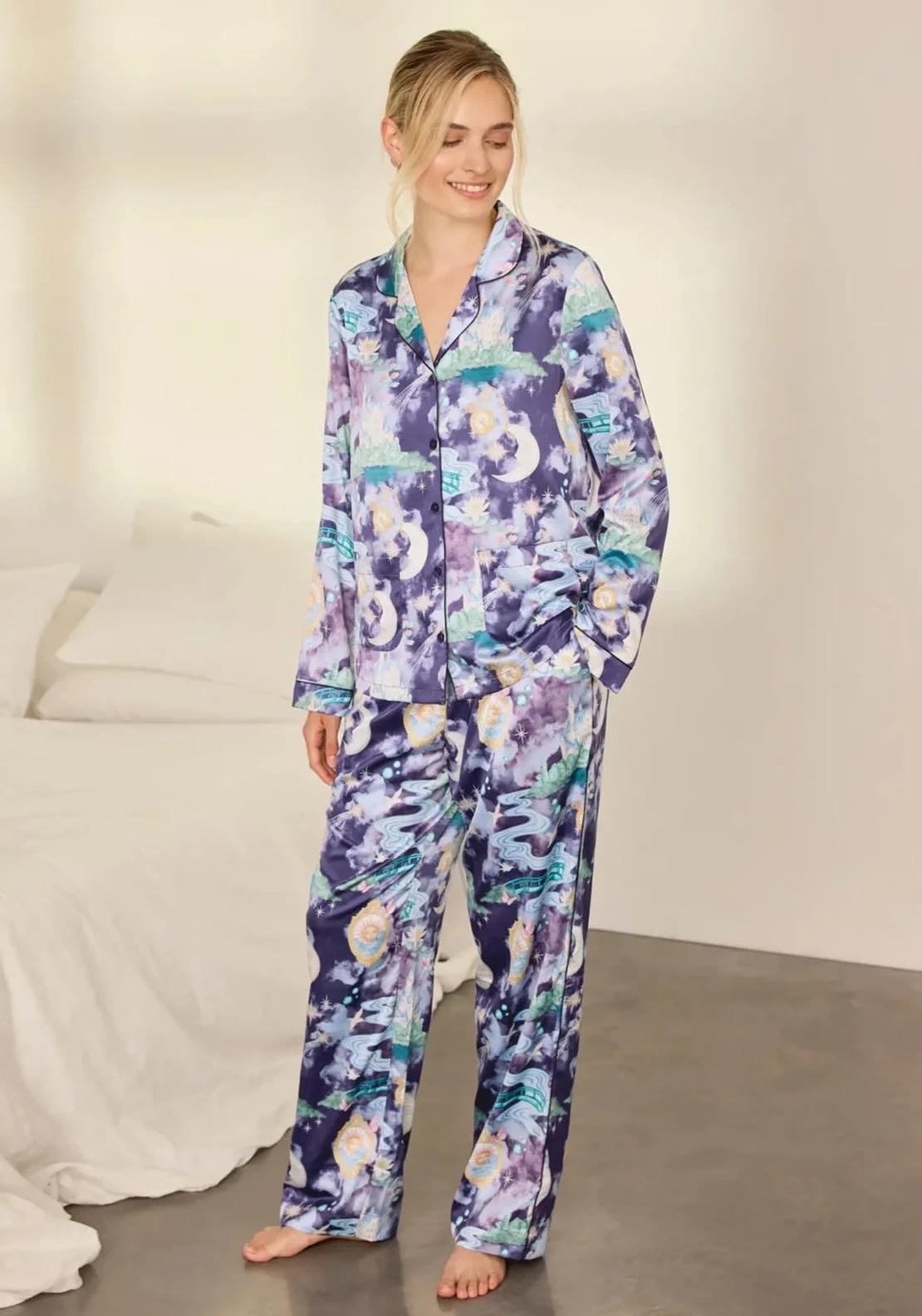 Chelsea Peers Dreamscape Kingdom Print Pyjama Set, Purple