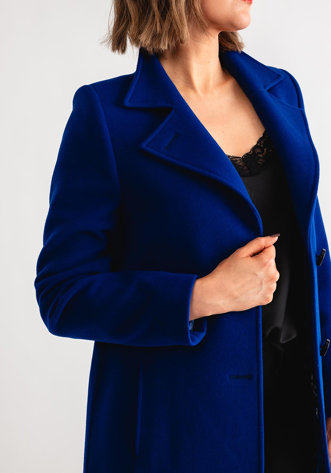 Christina Felix Short Wool Coat, Royal Blue
