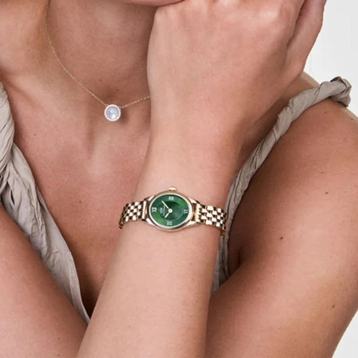 Daniel Wellington Ladies Ophelia Mini Watch, Gold & Green