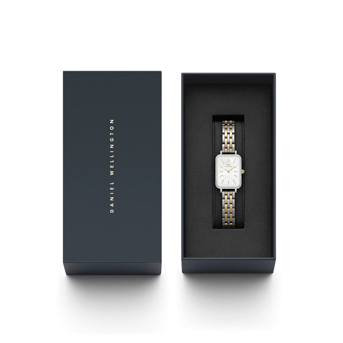 Daniel Wellington Quadro 5 Link Bezel Watch, Gold & Silver