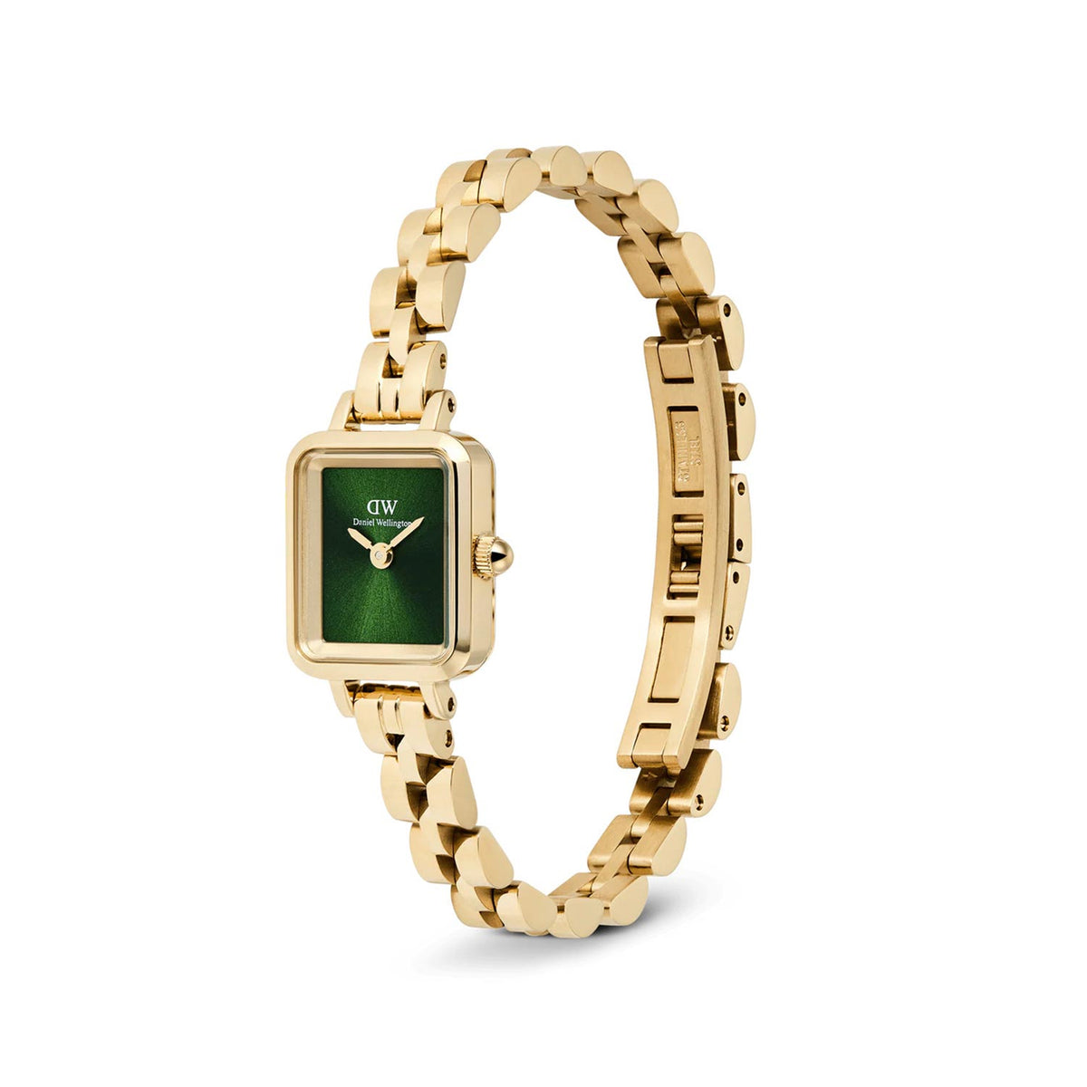 Daniel Wellington Quadro Mini Arch 3 Link Watch, Gold & Green