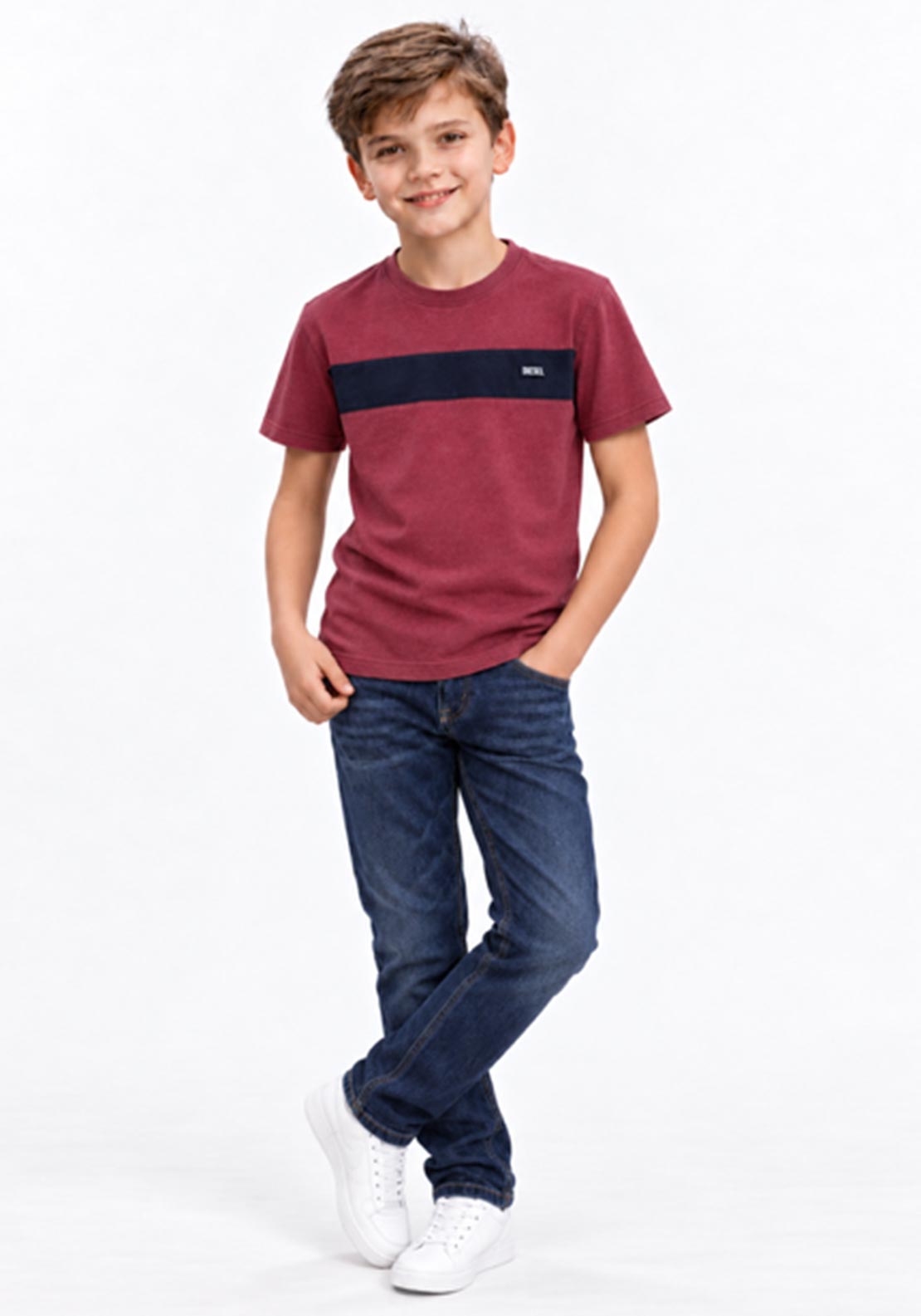 Diesel Boys Myles Short Sleeve Tee, Wine