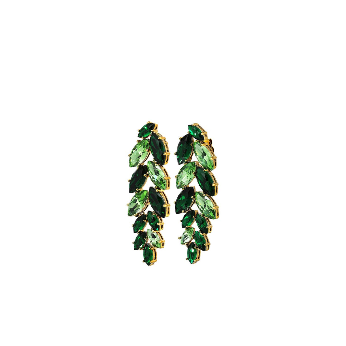 Dyrberg/Kern Banyan Leaf Earrings, Gold & Green
