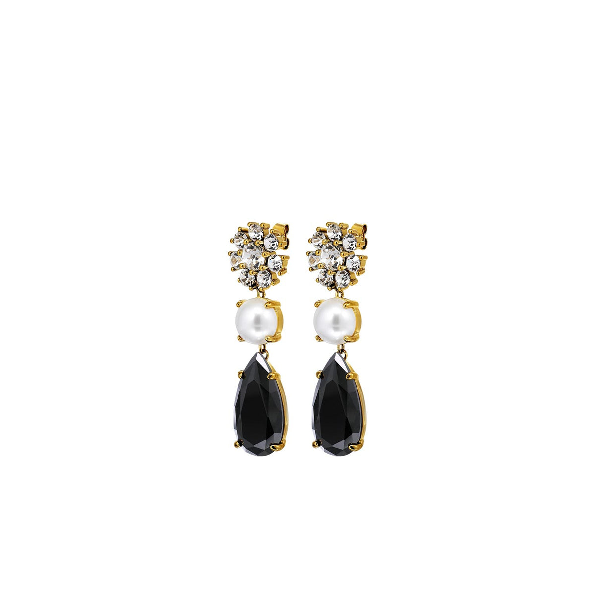 Dyrberg/Kern Misia Floral Drop Earrings, Gold & Black