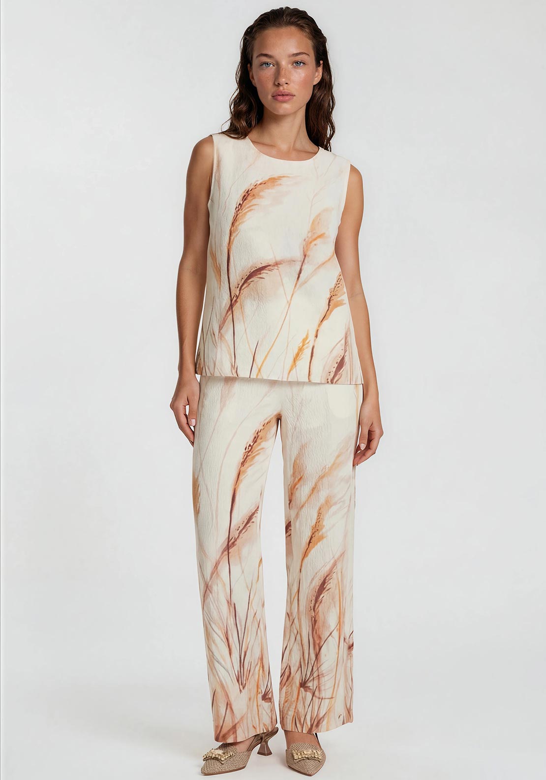 Dolcezza Reeds by the Shore Sleeveless Top, Cream