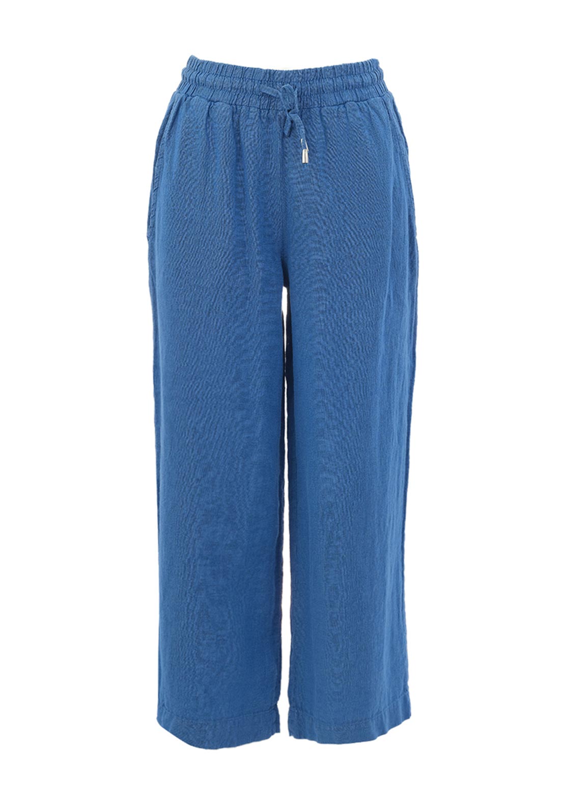 Dolcezza Casual Linen Wide Leg Trousers, Blue