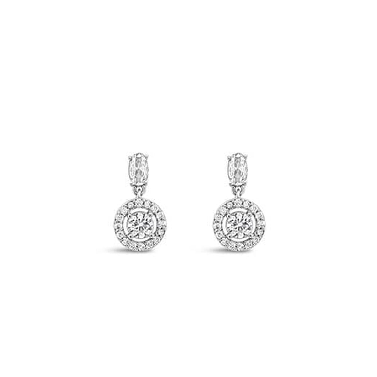 Absolute Solitaire Halo Drop Earrings, Silver