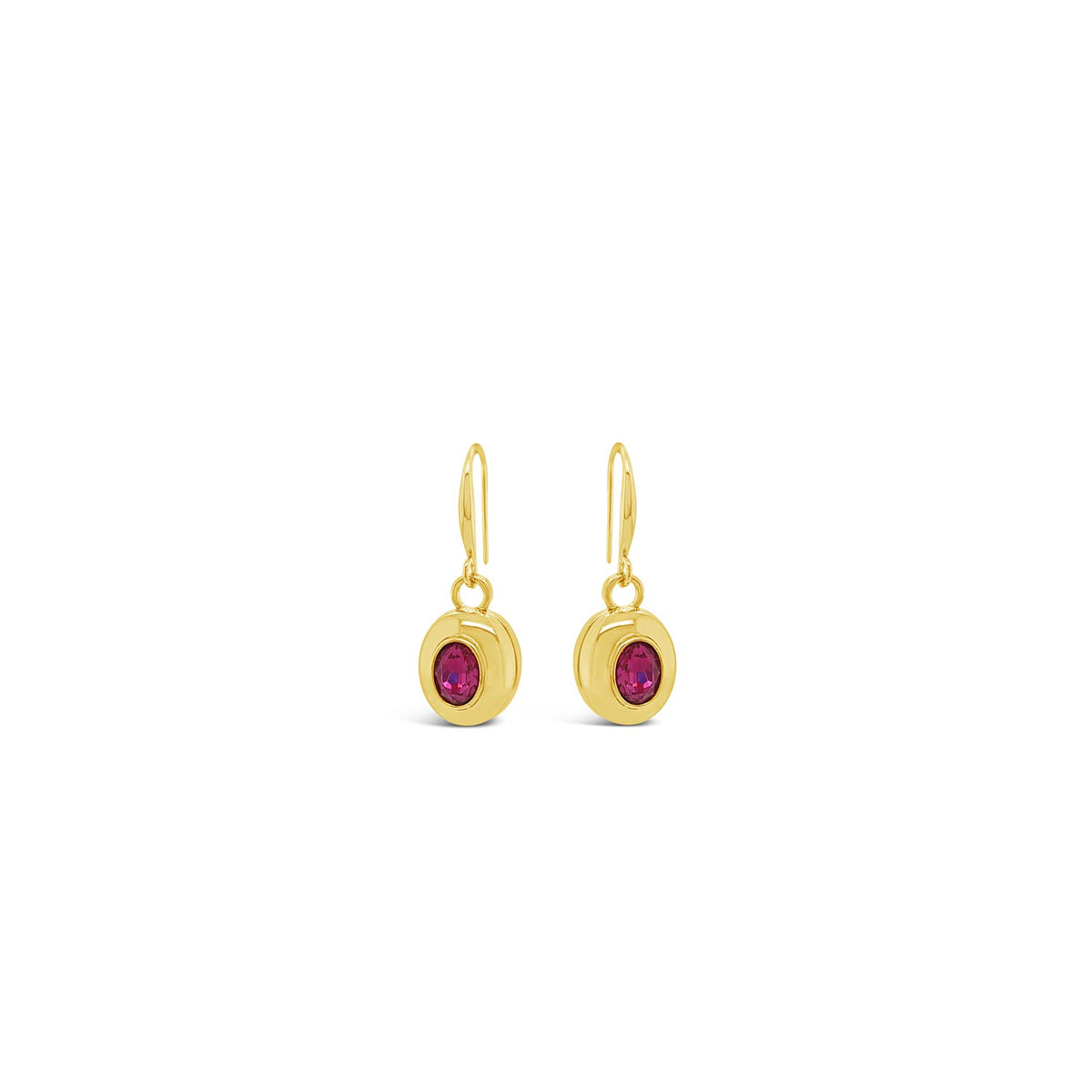 Absolute Pink CZ Oval Drop Earrings, Gold